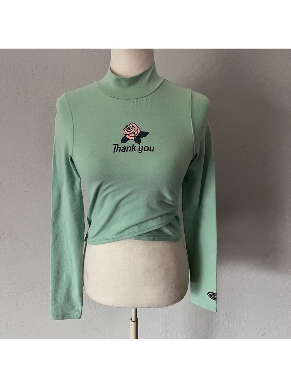 BSR by Samii Ryan Mint Green ‘Thank You’ Crop Top - Size Medium